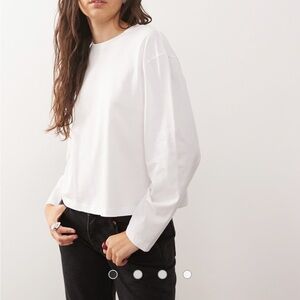 COLLUSION boxy long sleeve T-shirt in white